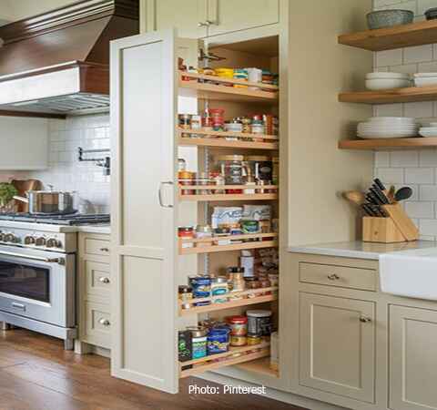 Modern Kitchen storage pantry by ASASA Kitchens for optimal organization.