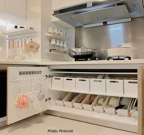 Stylish kitchen storage solutions from ASASA Kitchens maximizing space.