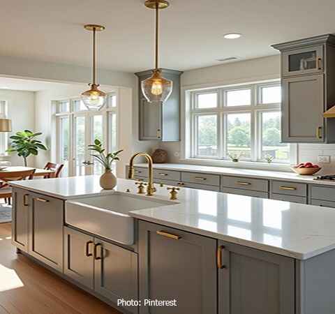 Spacious kitchen island in a contemporary home by ASASA Kitchens.