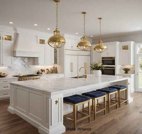 Modern kitchen featuring white cabinets and white quartz countertops by ASASA Kitchens